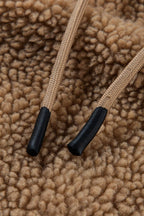 Drawstring Fleece Zip Up Hooded Jacket - Delanoir