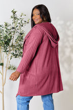 Basic Bae Full Size Hooded Sweater Cardigan - Delanoir