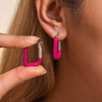 Stainless Steel Drip Oil Contrast Earring - Delanoir