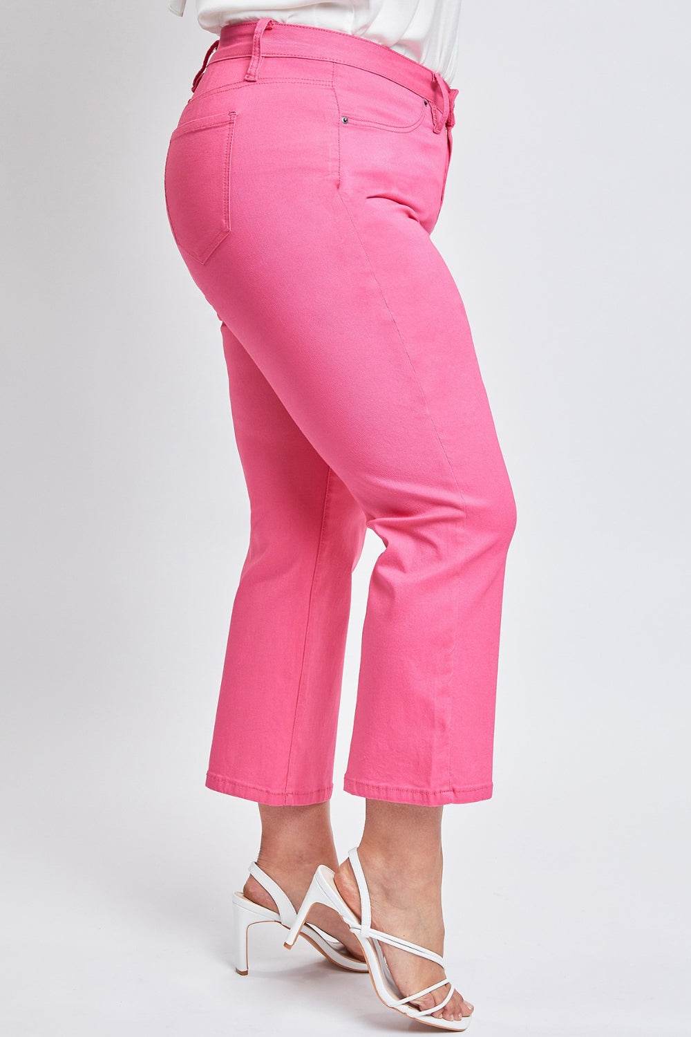 YMI Jeanswear Full Size Mid-Rise Hyperstretch Cropped Straight Pants - Delanoir
