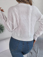 Cable-Knit Buttoned Round Neck Sweater - Delanoir