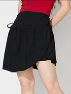 Side Tie Asymmetric Hem Mini Skirt - Delanoir