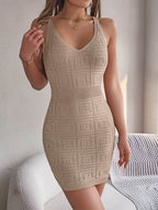 V-Neck Wide Strap Sweater Dress - Delanoir