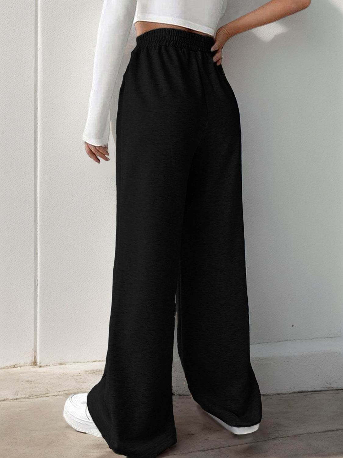 Elastic Waist Wide Leg Pants - Delanoir