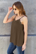 Basic Bae Full Size Lace Trim V-Neck Cami - Delanoir