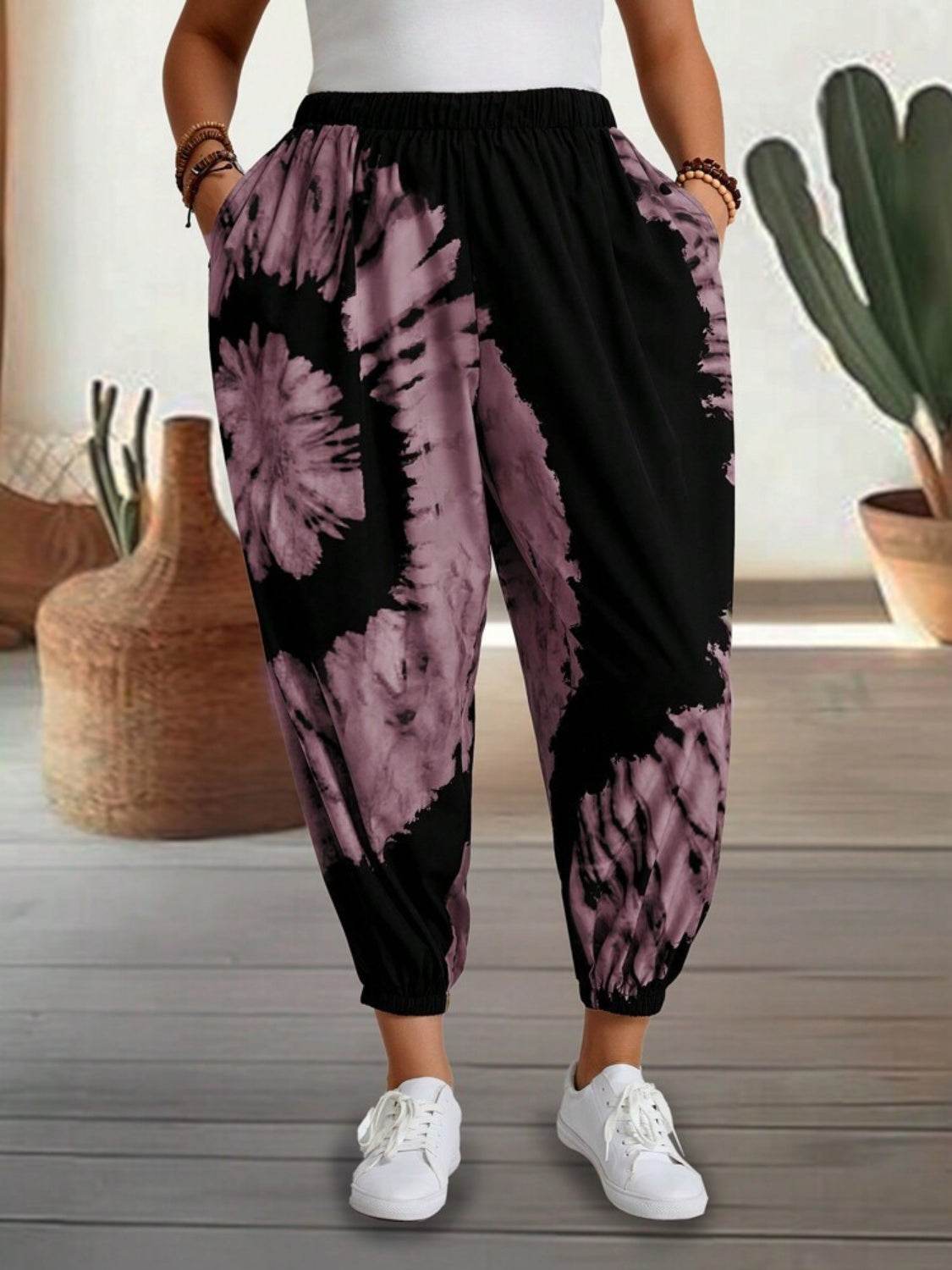 Tie-Dye Elastic Waist Pants - Delanoir