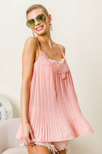 BiBi Front Lace Detailed Pleated Chiffon Cami - Delanoir
