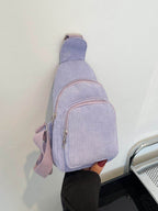 Corduroy Solid Color Crossbody Bag - Delanoir