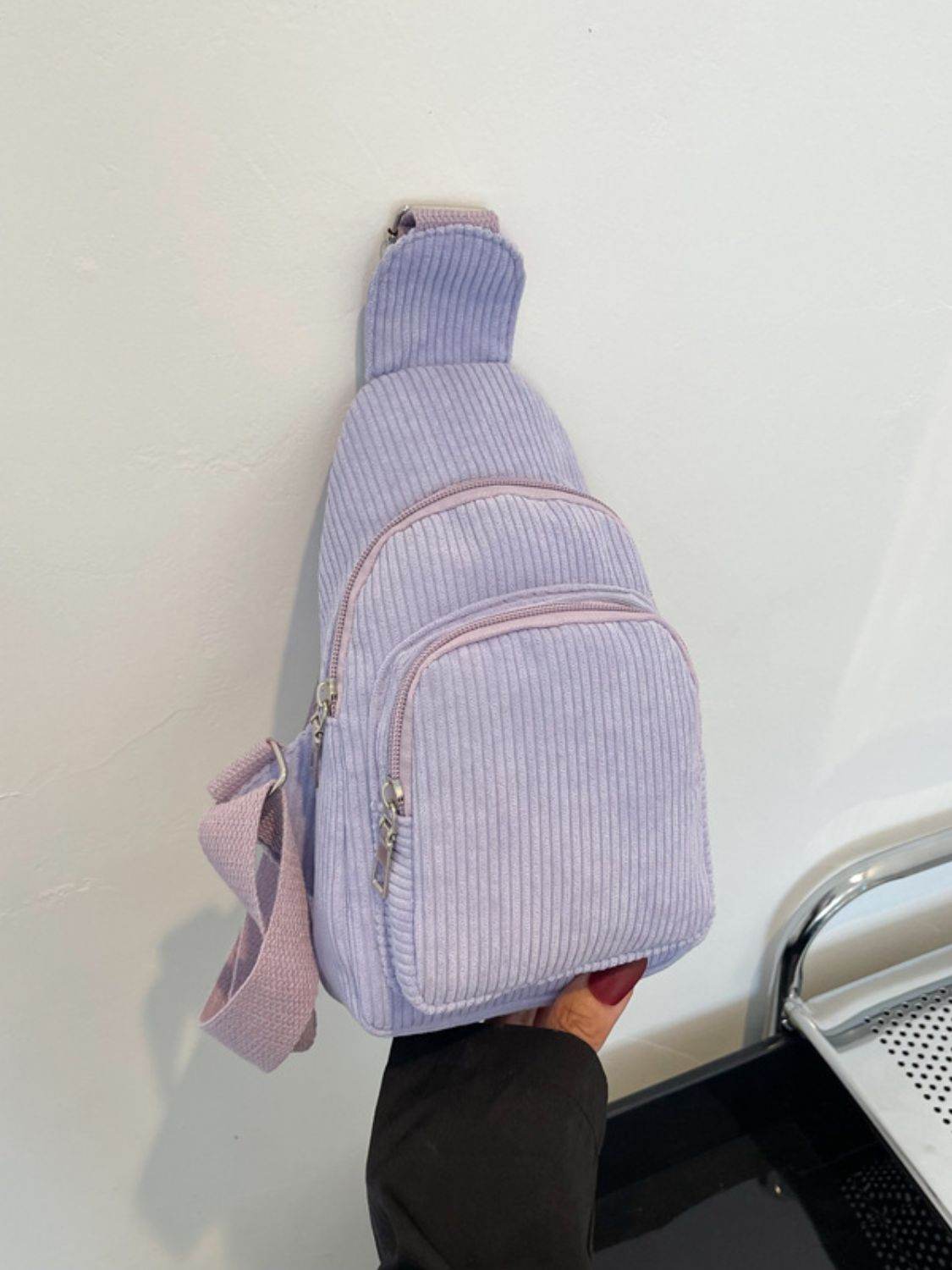 Corduroy Solid Color Crossbody Bag - Delanoir