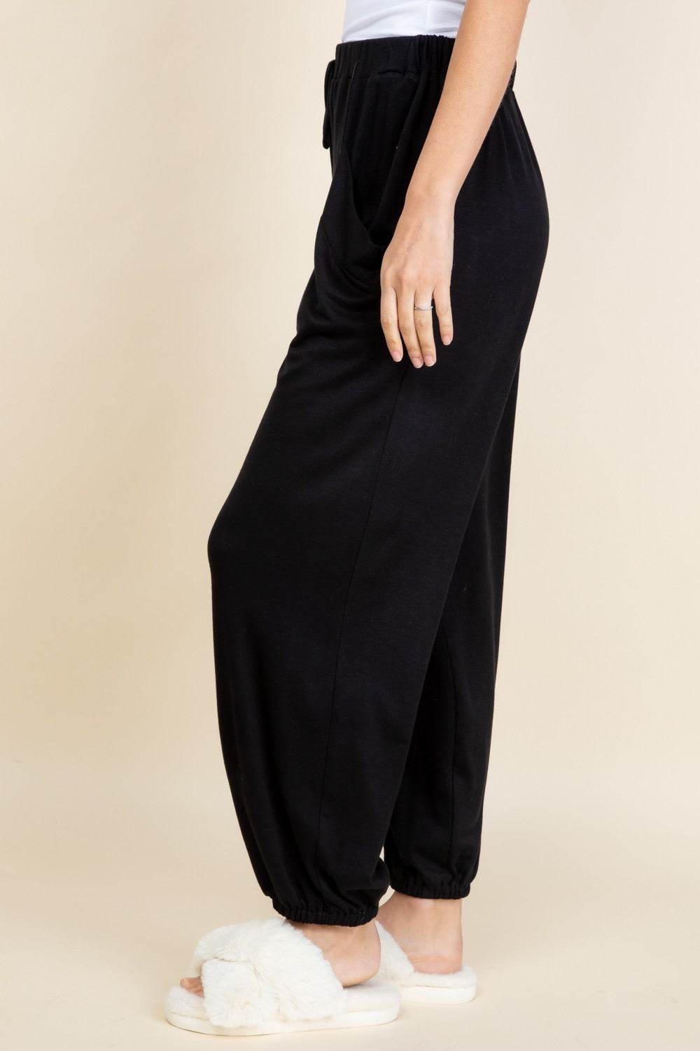 Super Lady Full Size Drawstring Elastic Waist Joggers with Pockets - Delanoir