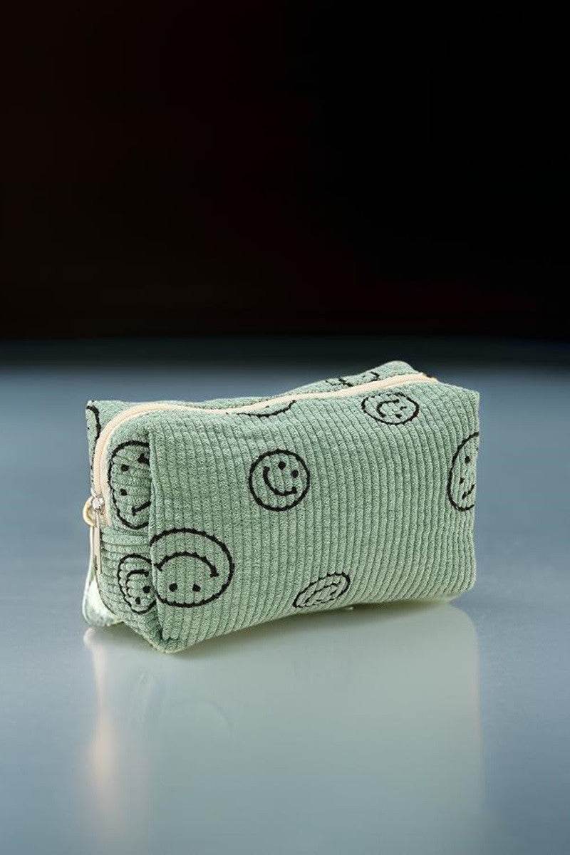 Zenana Smiley Face Corduroy Cosmetic Pouch - Delanoir