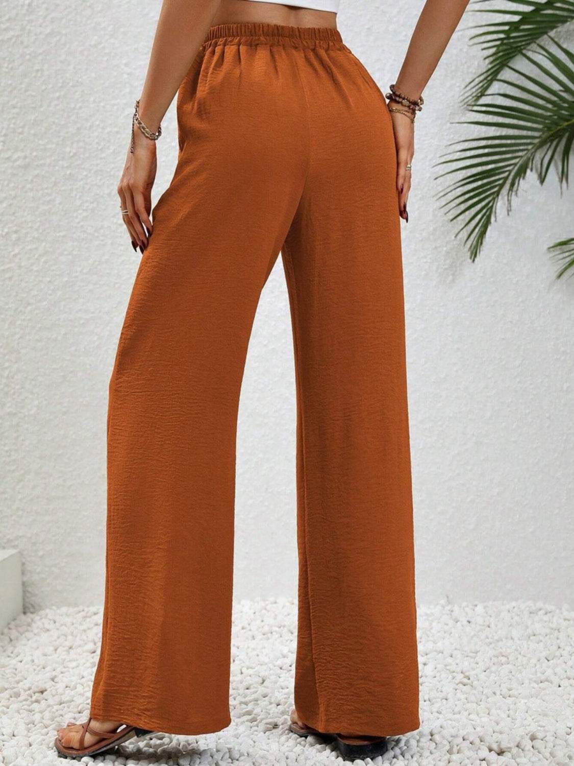 Wide Leg Drawstring Pants - Delanoir