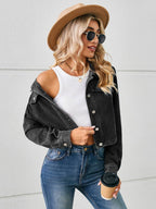 Button Up Long Sleeve Denim Jacket - Delanoir
