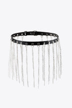 Fringed Chain PU Leather Belt - Delanoir