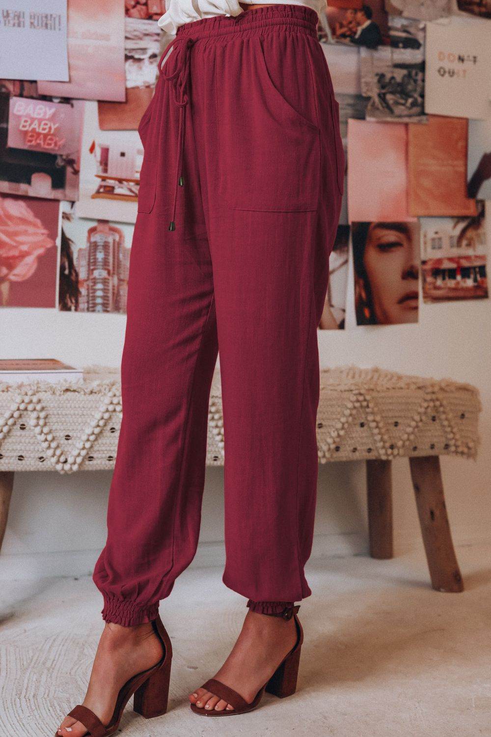 Tied Long Joggers with Pockets - Delanoir