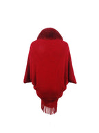 Open Front Fringe Hem Poncho - Delanoir