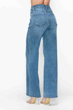 bytos Full Size High Rise Wide Leg Jeans with Pockets - Delanoir