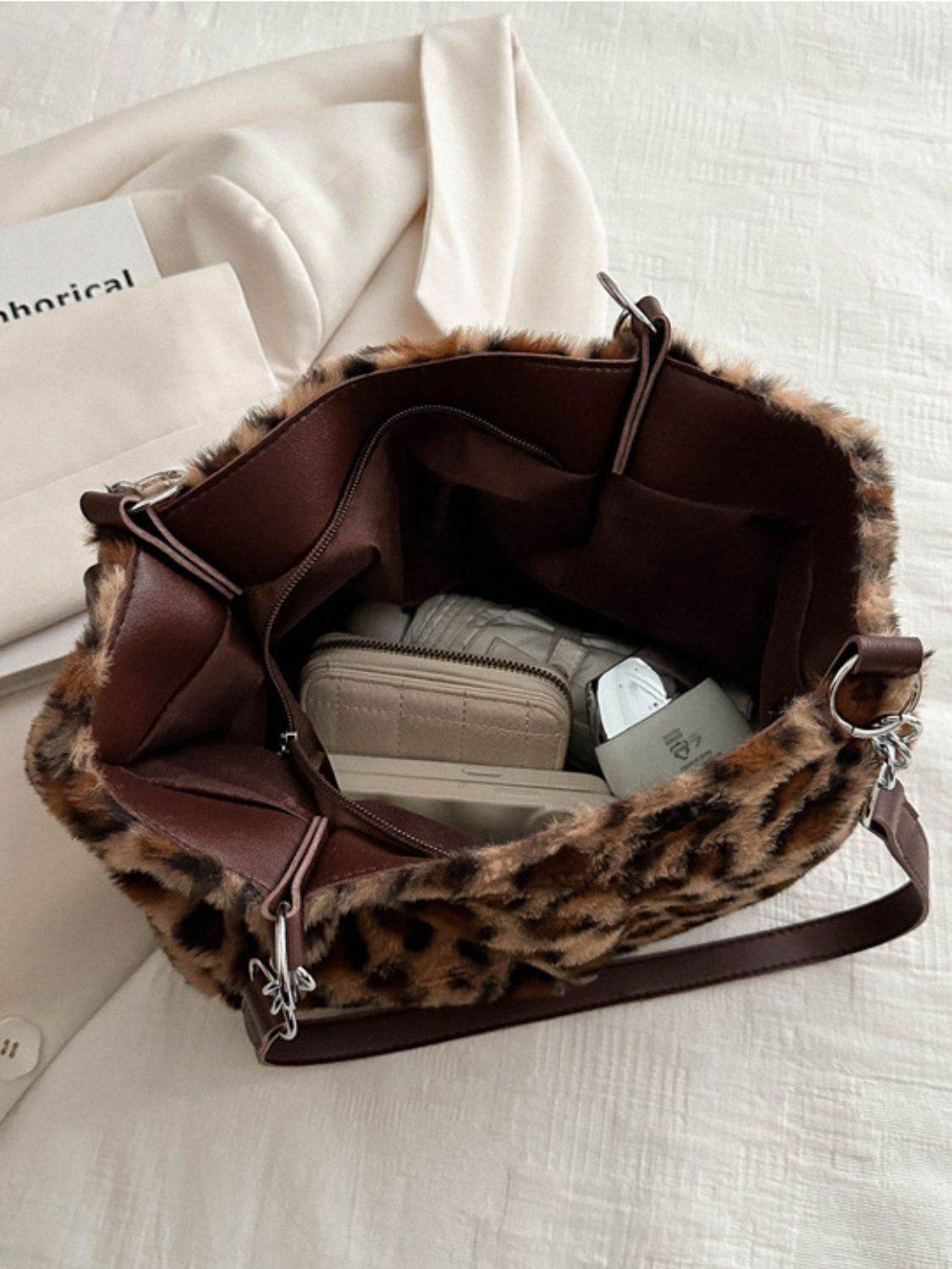 Faux Fur Leopard Shoulder Bag - Delanoir