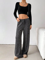 Tied Striped Wide Leg Pants - Delanoir