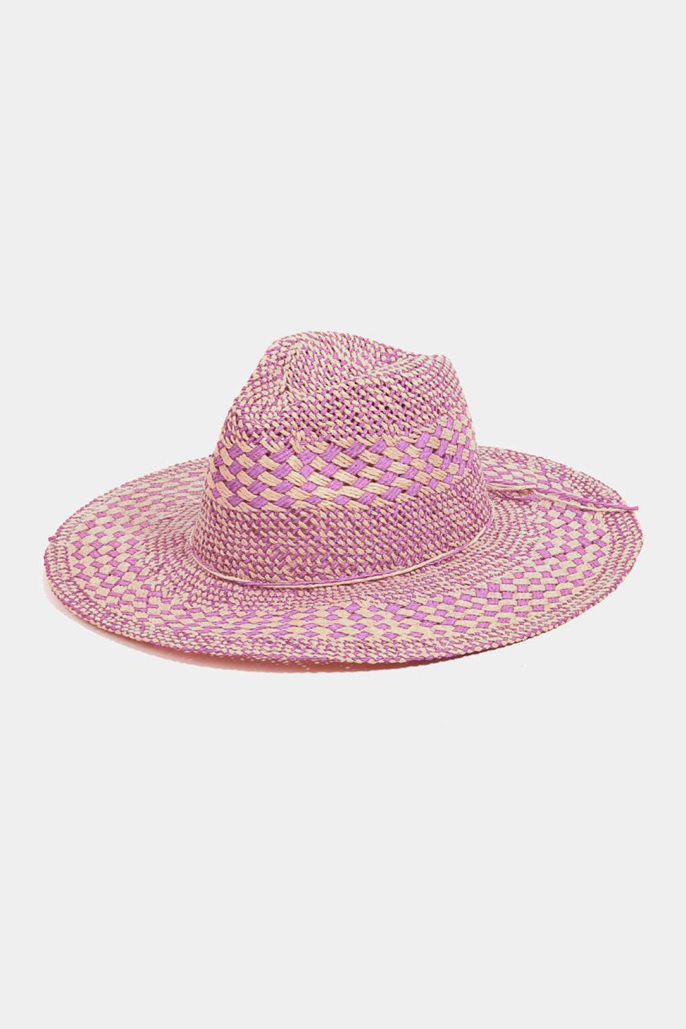 Fame Checkered Straw Weave Sun Hat - Delanoir