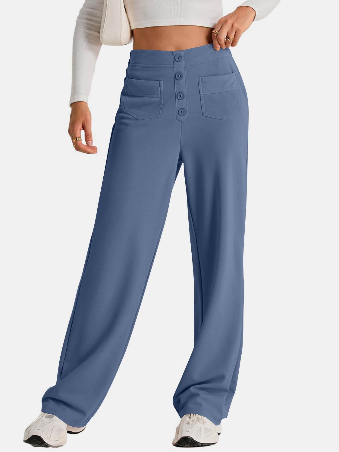 High Waist Wide Leg Pants - Delanoir