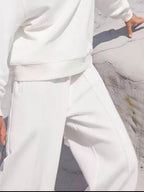 Round Neck Long Sleeve Top and Elastic Waist Pants Set - Delanoir
