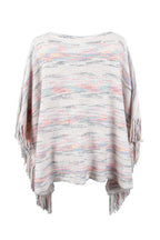 Round Neck Fringe Detail Sleeve Poncho - Delanoir