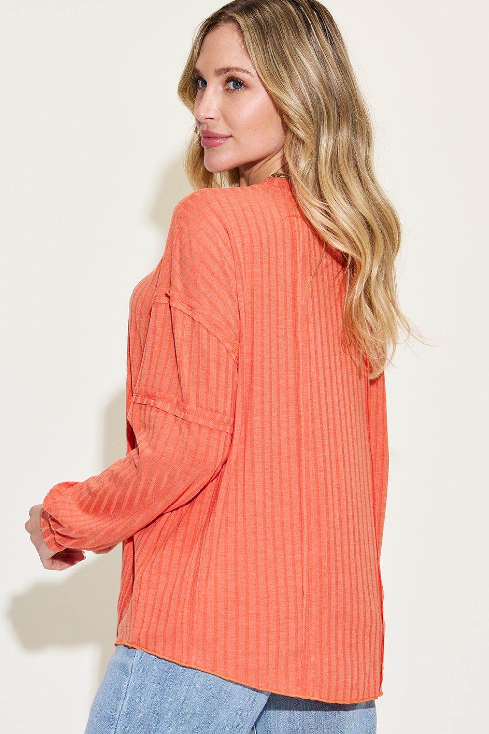 Basic Bae Full Size Ribbed Round Neck Long Sleeve T-Shirt - Delanoir
