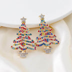 Rhinestone Alloy Christmas Tree Earrings - Delanoir