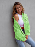 Distressed Drop Shoulder Denim Jacket - Delanoir