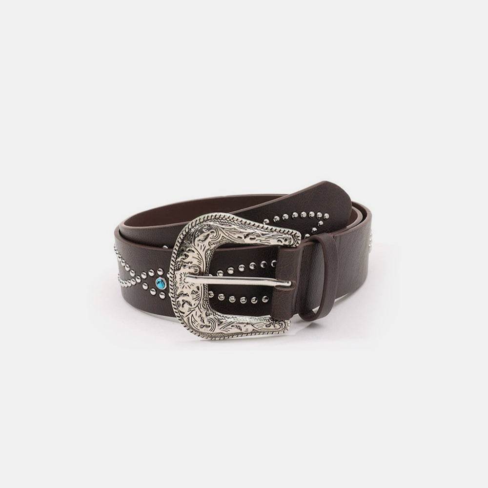 PU Leather Rhinestone Belt - Delanoir