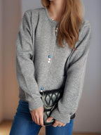 Button Down Long Sleeve Cardigan with Pockets - Delanoir