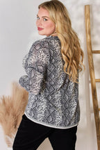 Hailey & Co Full Size Snakeskin V-Neck Long Sleeve Top - Delanoir
