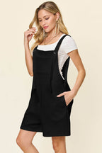 Double Take Full Size Texture Sleeveless Romper - Delanoir