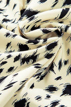 Printed Tie Waist Mock Neck Long Sleeve Dress - Delanoir