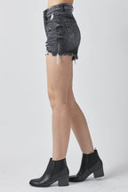 RISEN Full Size High Rise Distressed Denim Shorts - Delanoir