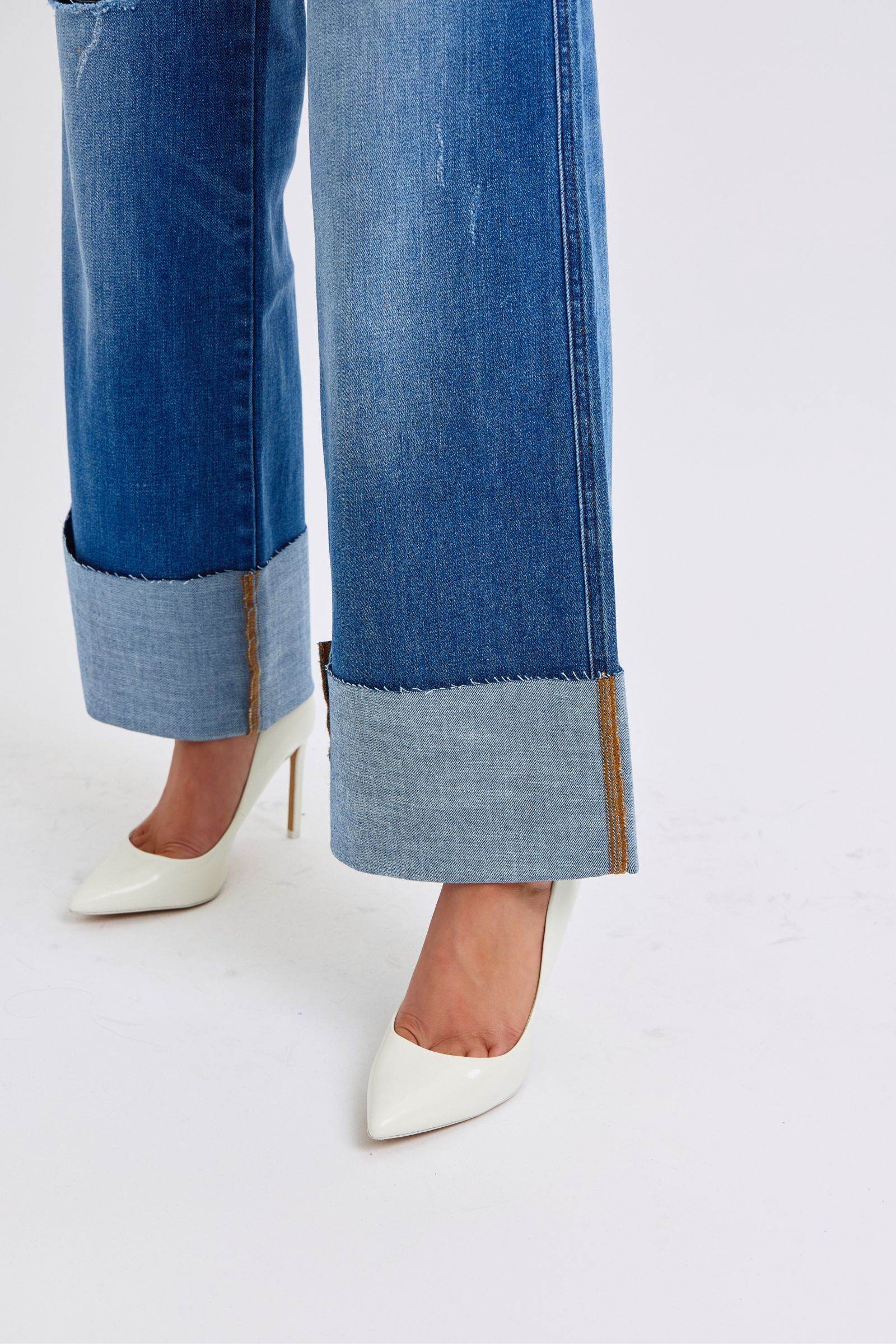 Judy Blue Full Size Distressed High Waist Wide Leg Jeans - Delanoir