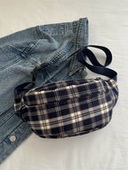 Plaid Adjustable Strap Crossbody Bag - Delanoir