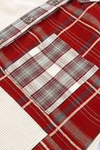 Plaid Patchwork Collared Neck Shacket - Delanoir