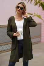 Open Front Long Sleeve Cardigan - Delanoir