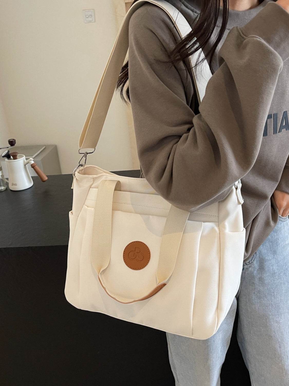 Nylon Solid Color Tote Bag - Delanoir