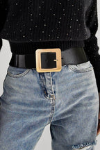Alloy Buckle PU Leather Belt - Delanoir