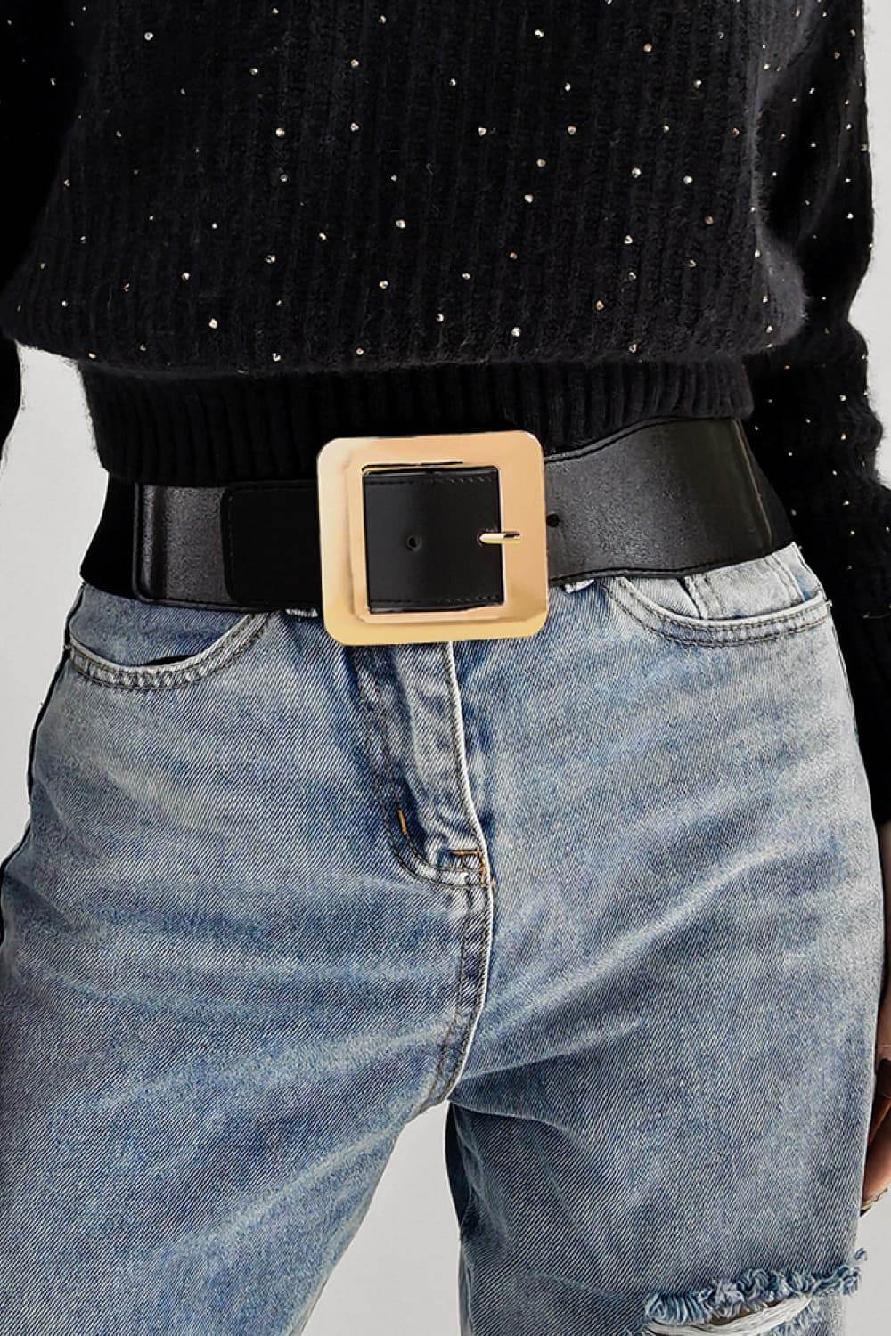 Alloy Buckle PU Leather Belt - Delanoir
