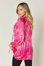 Double Take Full Size Printed Button Up Long Sleeve Shirt - Delanoir