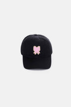 Zenana Ribbon Bow Chenille Patch Baseball Cap - Delanoir