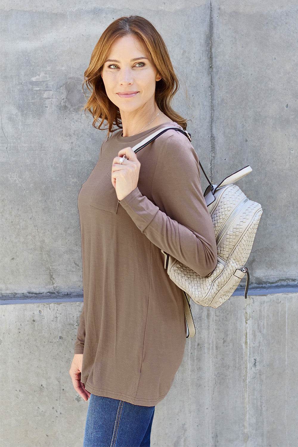 Basic Bae Full Size Round Neck Long Sleeve Top - Delanoir