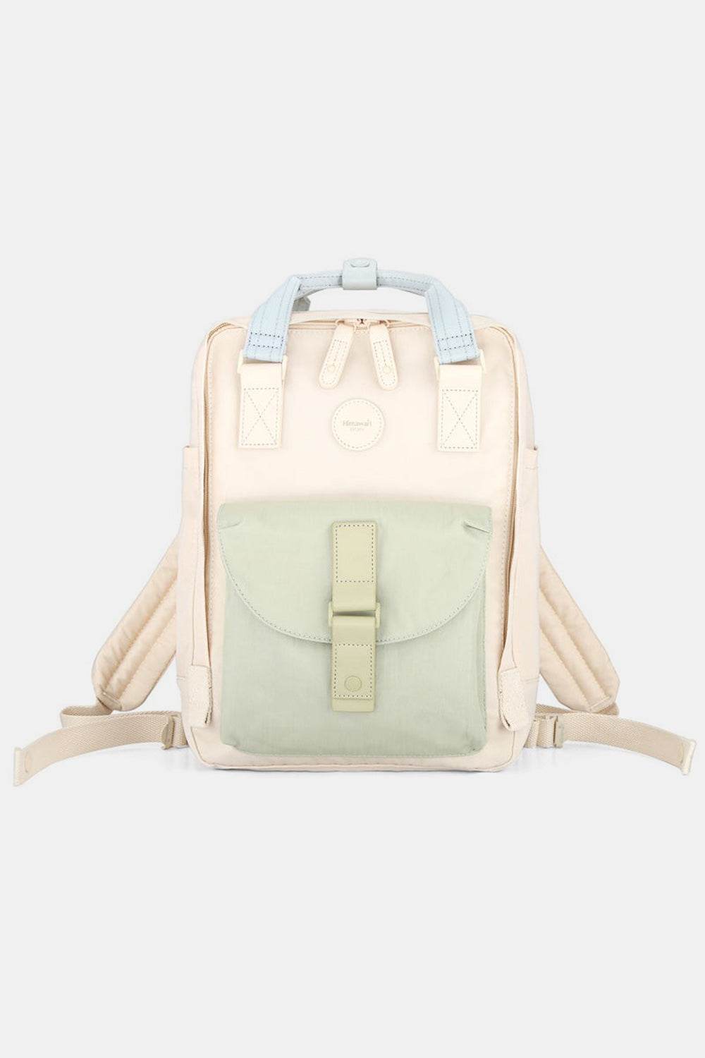 Himawari Contrast Waterproof Canvas Backpack Bag with Round Label - Delanoir