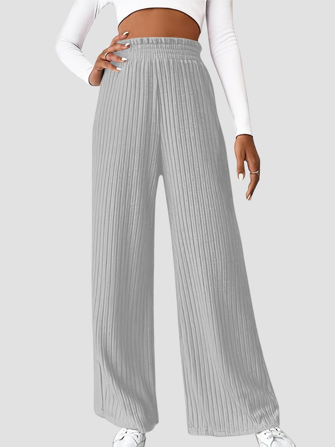 Ribbed High Waist Pants - Delanoir