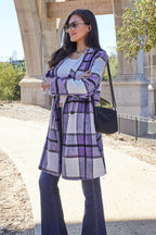 Double Take Full Size Plaid Button Up Lapel Collar Coat - Delanoir