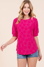 BOMBOM Textured Floral Pattern Top - Delanoir